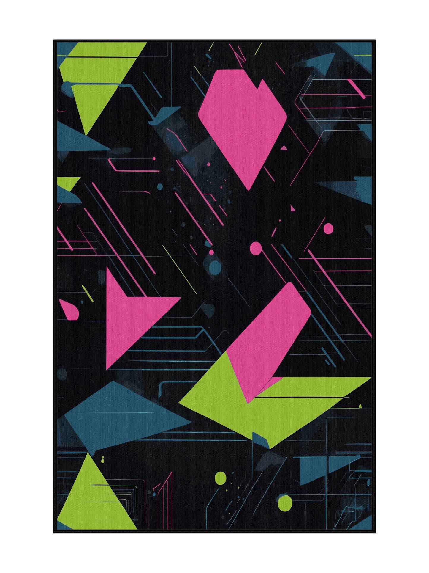 Neon Nexus Synth Horizon - Premium Charcoal Blue Modern Area Rug | Plush & Washable Options | Rugolution Home Decor