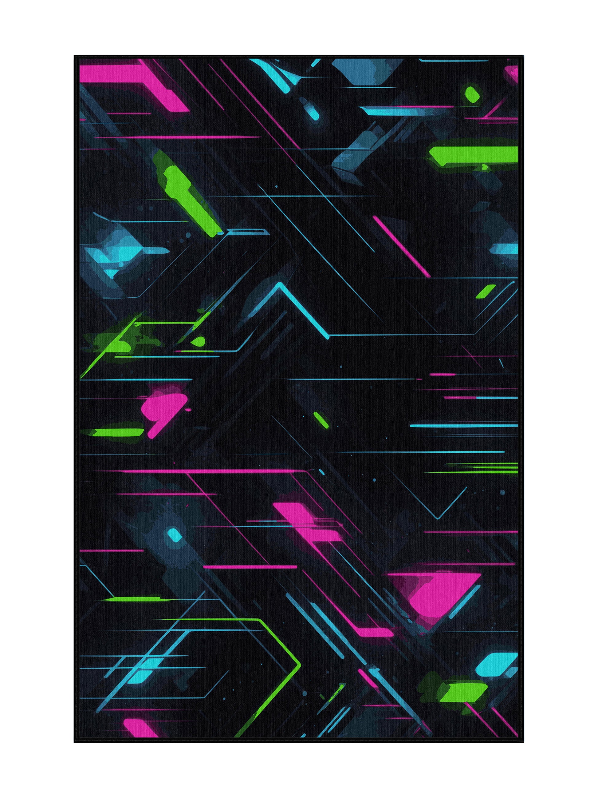 Neon Nexus Luminous Spark - Premium Charcoal Blue Modern Area Rug | Plush & Washable Options | Rugolution Home Decor