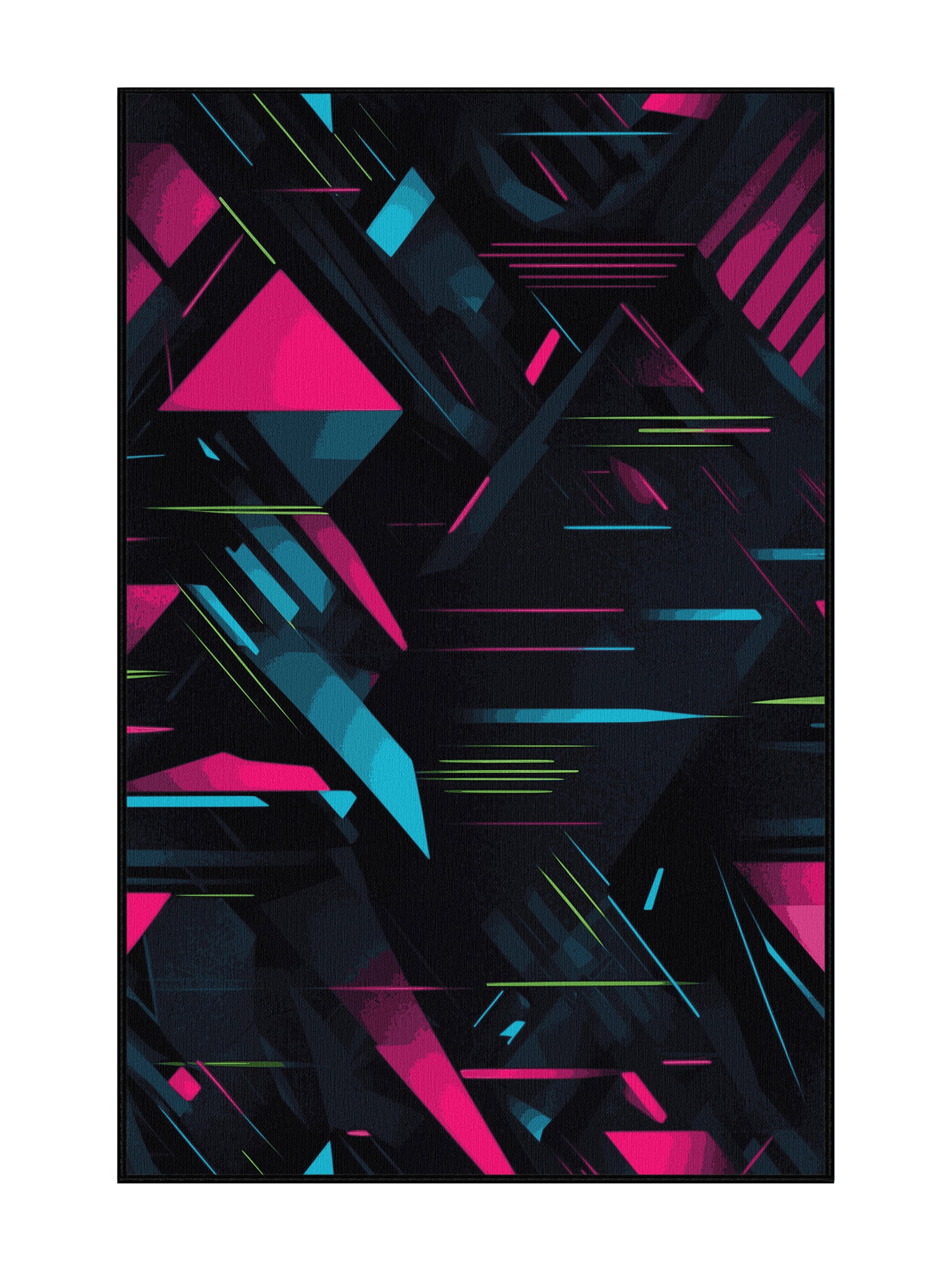 Neon Nexus Glo-Layer - Premium Charcoal Blue Modern Area Rug | Plush & Washable Options | Rugolution Home Decor