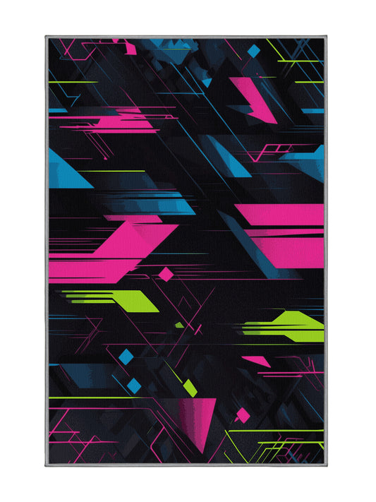 Neon Nexus Electric Fusion - Premium Grape Modern Area Rug | Plush & Washable Options | Rugolution Home Decor