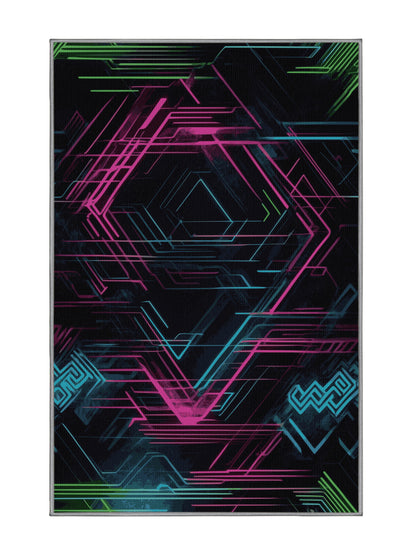 Neon Nexus Spectrum Leap - Premium Grape Modern Area Rug | Plush & Washable Options | Rugolution Home Decor