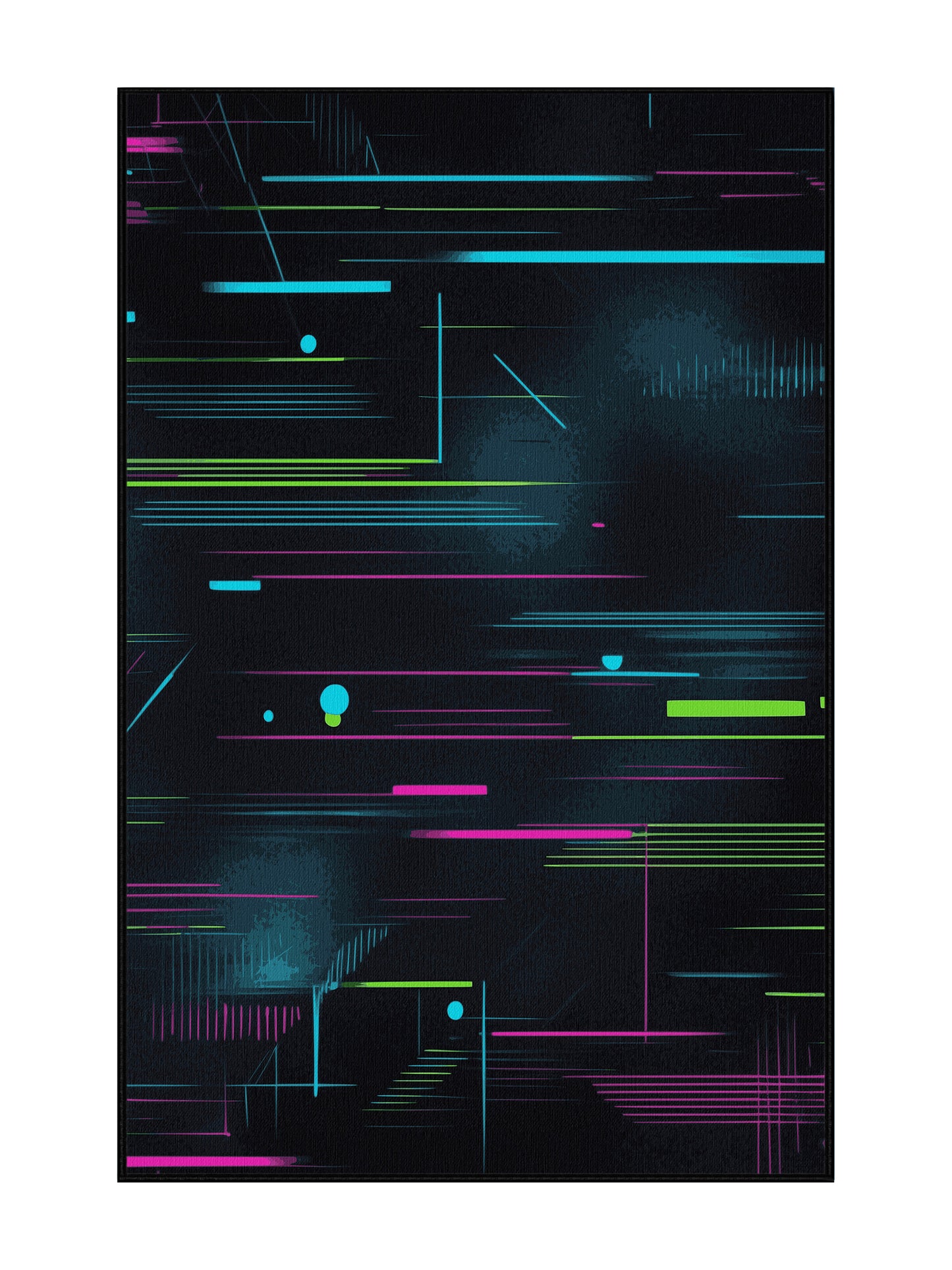 Neon Nexus Glitch Path - Premium Charcoal Blue Modern Area Rug | Plush & Washable Options | Rugolution Home Decor