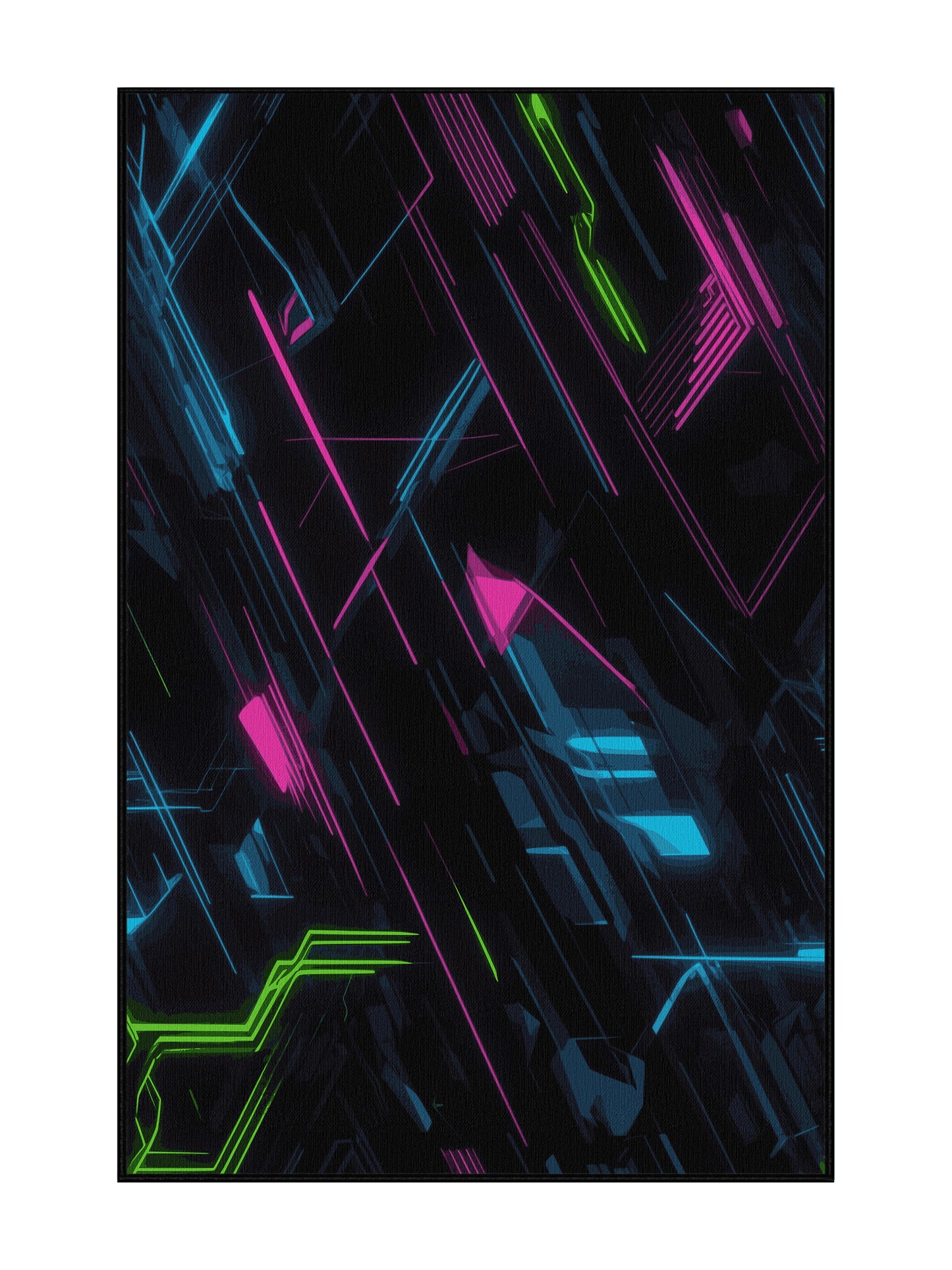 Neon Nexus Hyper Wave - Premium Charcoal Blue Modern Area Rug | Plush & Washable Options | Rugolution Home Decor