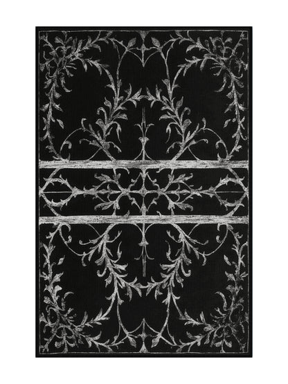 Nocturne Elegance Obsidian Bloom - Premium Gunmetal Modern Area Rug | Plush & Washable Options | Rugolution Home Decor