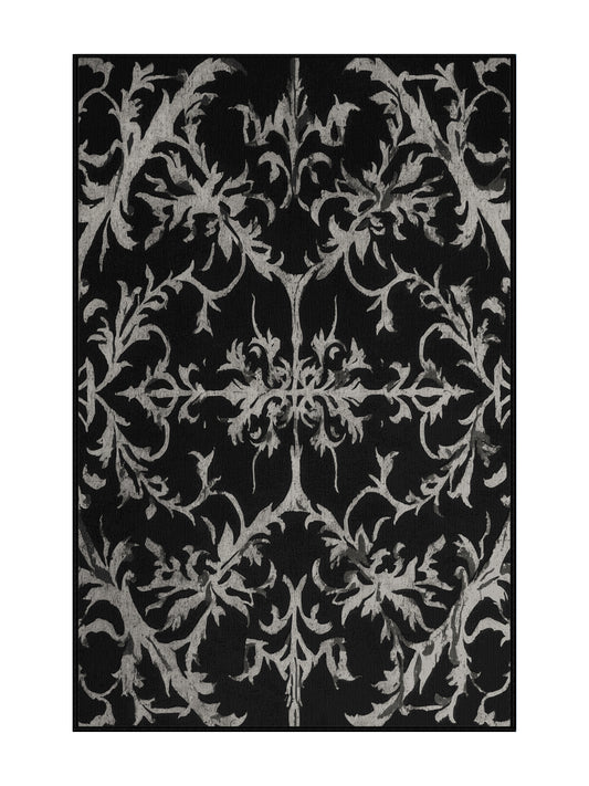 Nocturne Elegance Twilight Filigree - Premium Black (W3C) Modern Area Rug | Plush & Washable Options | Rugolution Home Decor