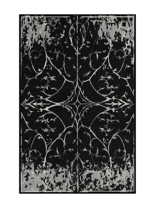 Nocturne Elegance Crescent Charm - Premium Gunmetal Modern Area Rug | Plush & Washable Options | Rugolution Home Decor