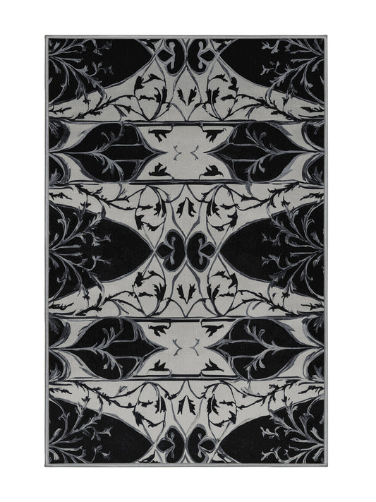 Nocturne Elegance Obsidian Scroll - Premium Night Modern Area Rug | Plush & Washable Options | Rugolution Home Decor