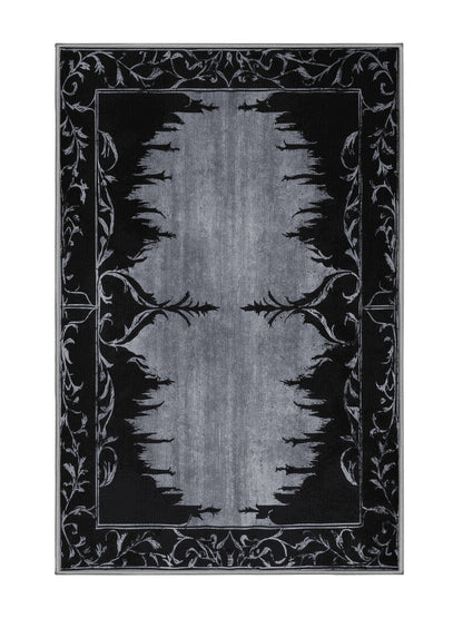 Nocturne Elegance Black Rosewood - Premium Night Modern Area Rug | Plush & Washable Options | Rugolution Home Decor