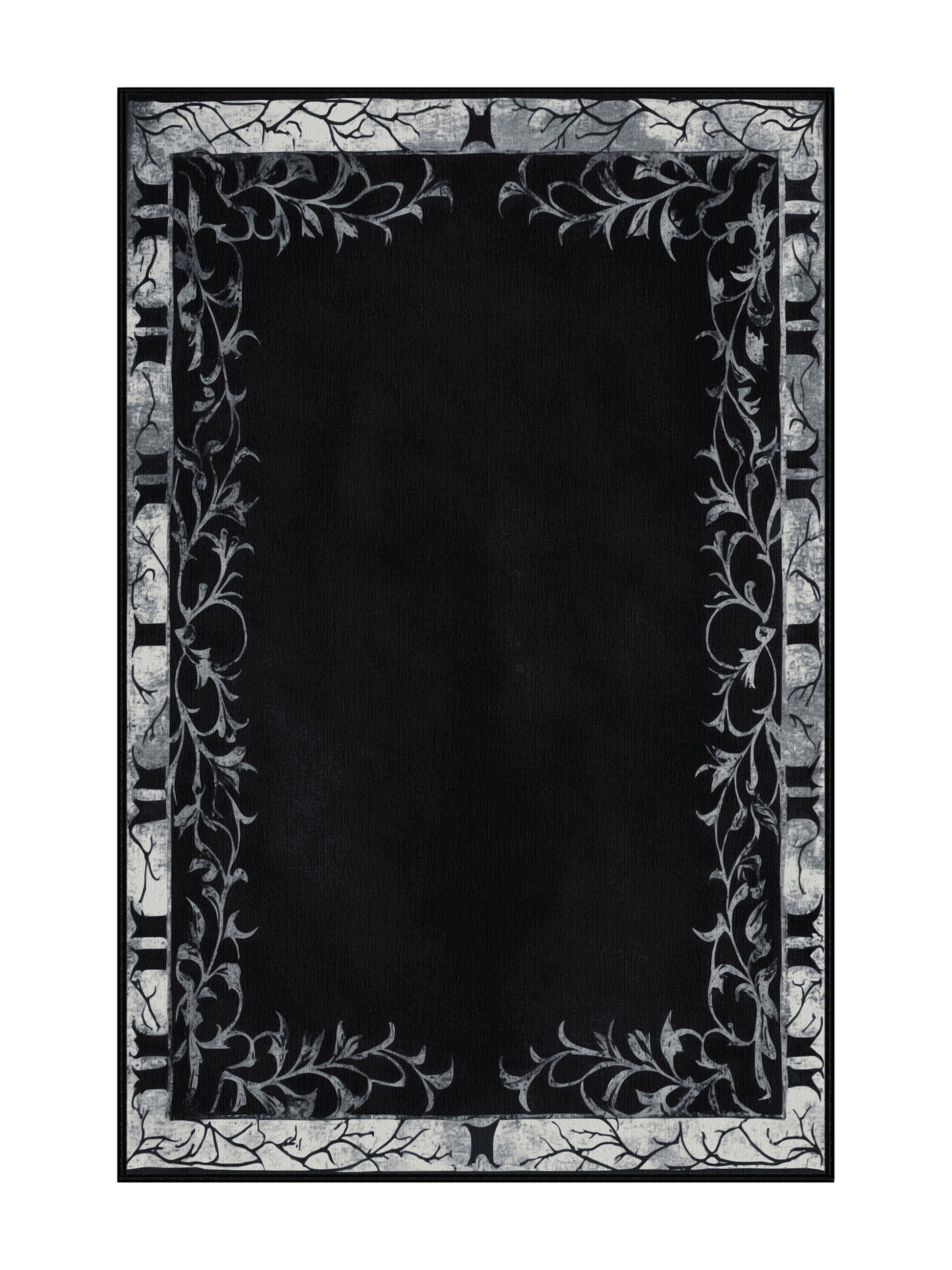 Nocturne Elegance Eclipsed Petals - Premium Gunmetal Modern Area Rug | Plush & Washable Options | Rugolution Home Decor