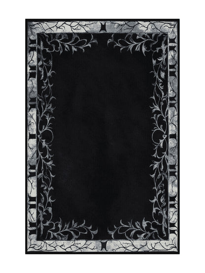 Nocturne Elegance Eclipsed Petals - Premium Gunmetal Modern Area Rug | Plush & Washable Options | Rugolution Home Decor