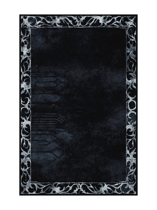 Nocturne Elegance Moonlit Wreath - Premium Charcoal Blue Modern Area Rug | Plush & Washable Options | Rugolution Home Decor