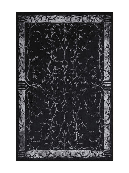 Nocturne Elegance Velvet Raven - Premium Gunmetal Modern Area Rug | Plush & Washable Options | Rugolution Home Decor