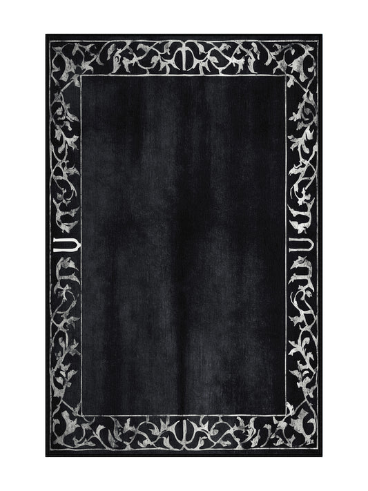 Nocturne Elegance Obsidian Whorl - Premium Gunmetal Modern Area Rug | Plush & Washable Options | Rugolution Home Decor