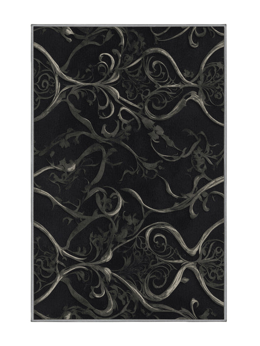 Nocturne Elegance Lunar Ivy - Premium Midnight Modern Area Rug | Plush & Washable Options | Rugolution Home Decor