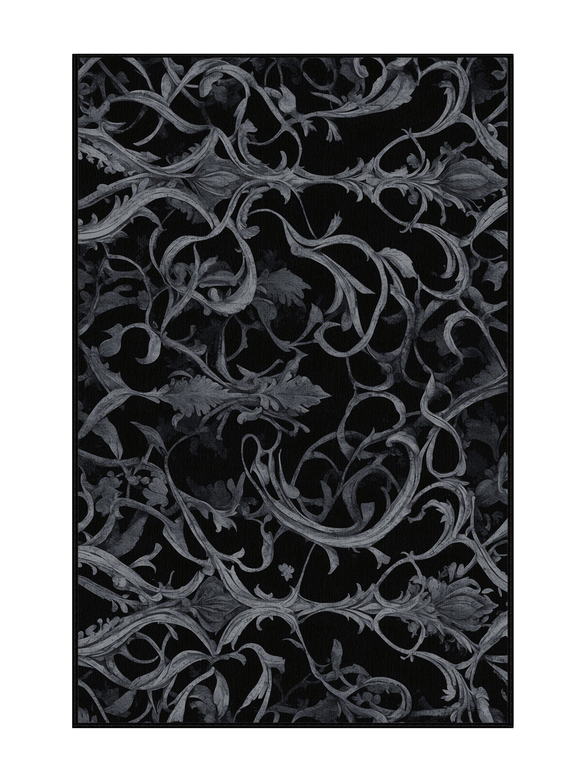 Nocturne Elegance Moonlit Noir - Premium Gunmetal Modern Area Rug | Plush & Washable Options | Rugolution Home Decor