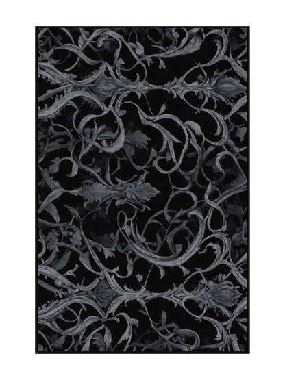 Nocturne Elegance Moonlit Noir - Premium Gunmetal Modern Area Rug | Plush & Washable Options | Rugolution Home Decor