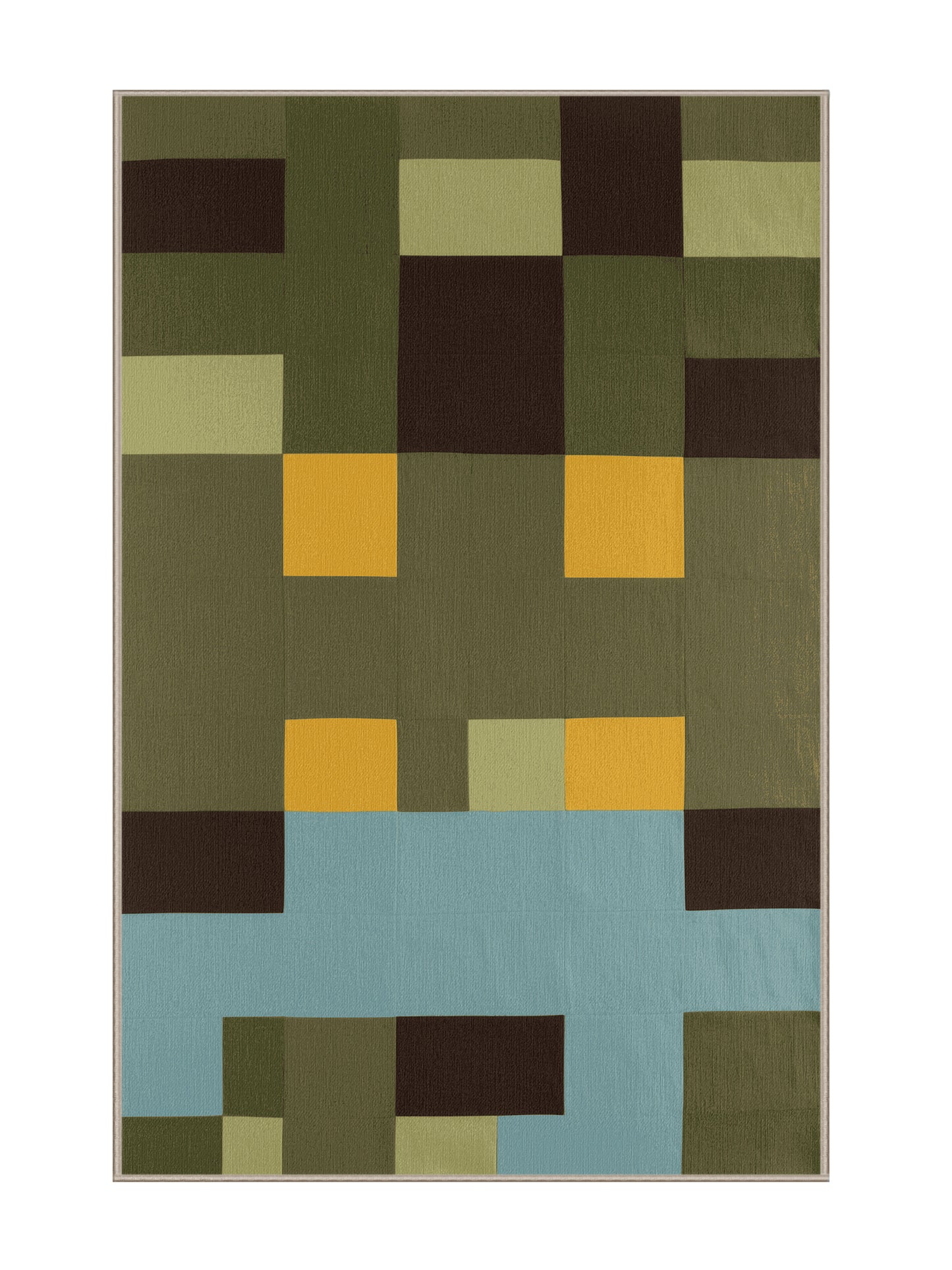 Pixel Earth Mosaic Terrain - Premium Khaki Green Modern Area Rug | Plush & Washable Options | Rugolution Home Decor