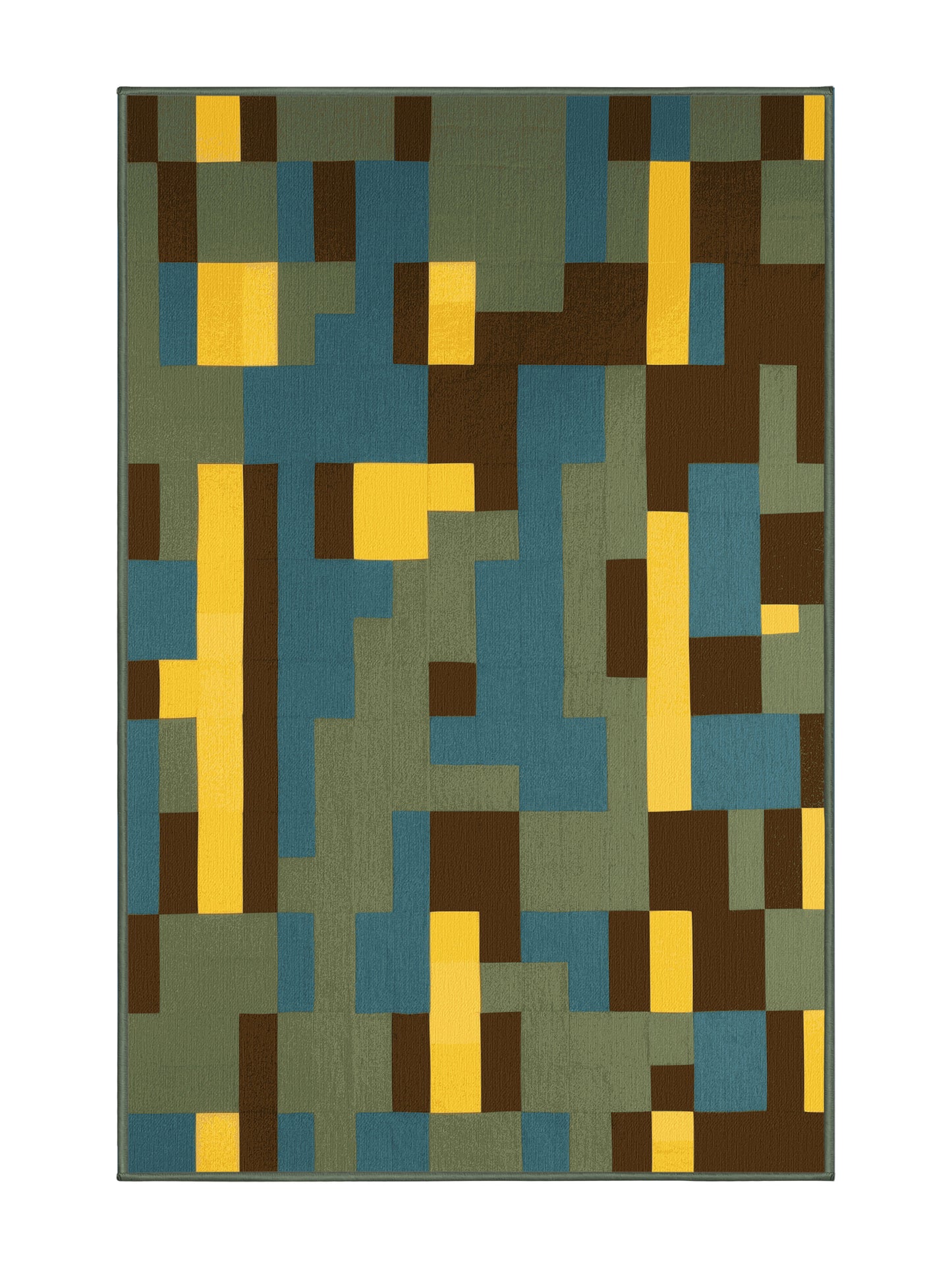 Pixel Earth Tiled Landscapes - Premium DarkSeaGreen (W3C) Modern Area Rug | Plush & Washable Options | Rugolution Home Decor