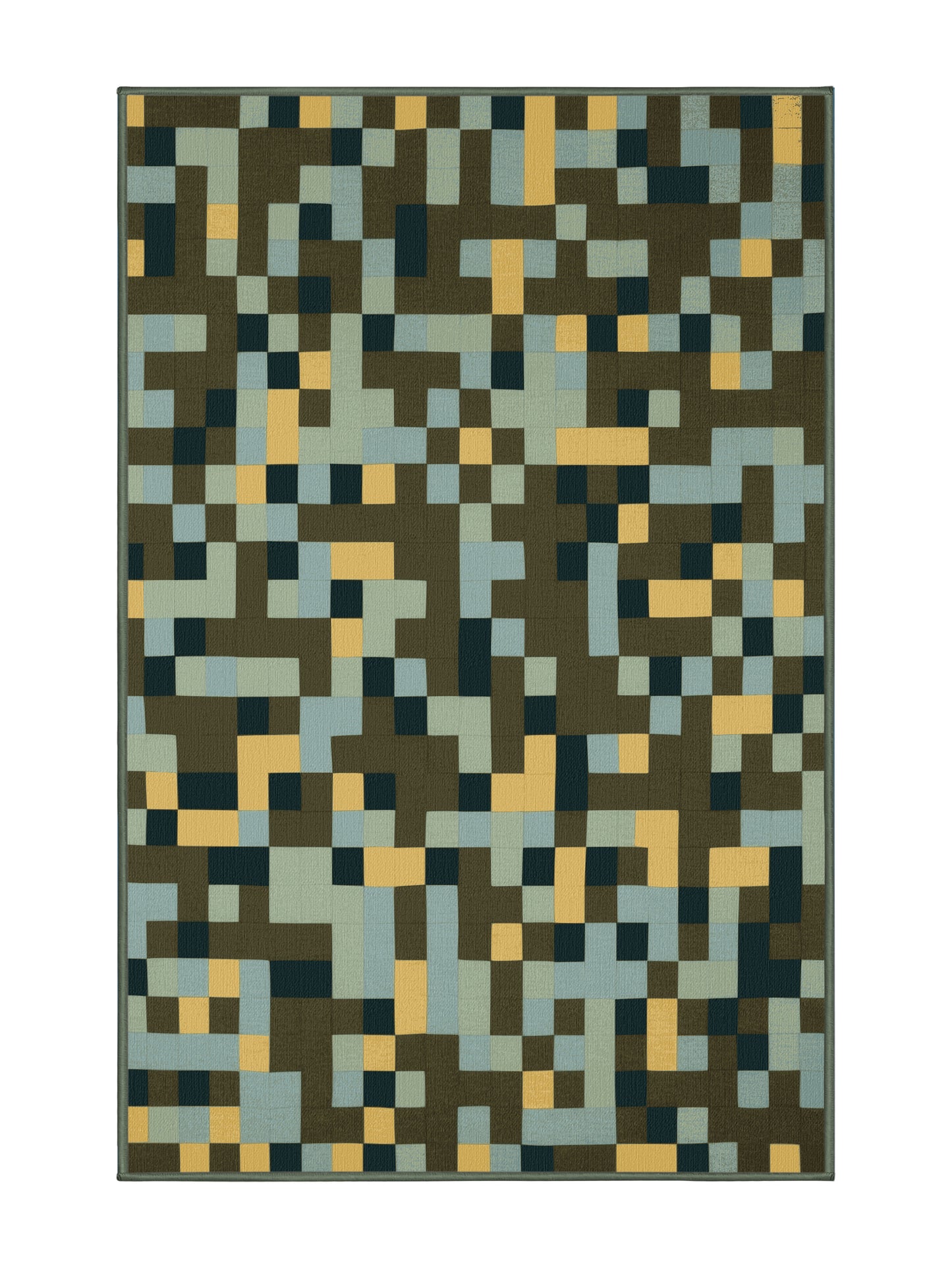 Pixel Earth Fragmented Flora - Premium Camouflage Green Modern Area Rug | Plush & Washable Options | Rugolution Home Decor