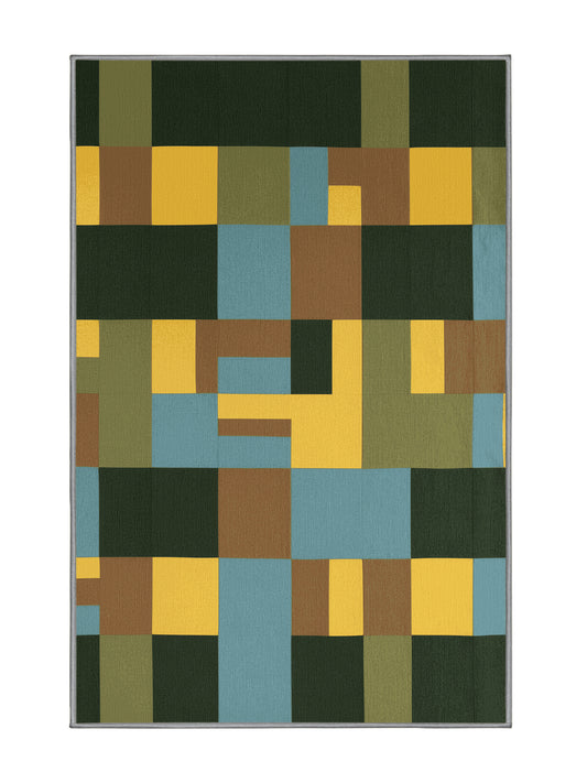 Pixel Earth Cubic Earth - Premium Army Brown Modern Area Rug | Plush & Washable Options | Rugolution Home Decor