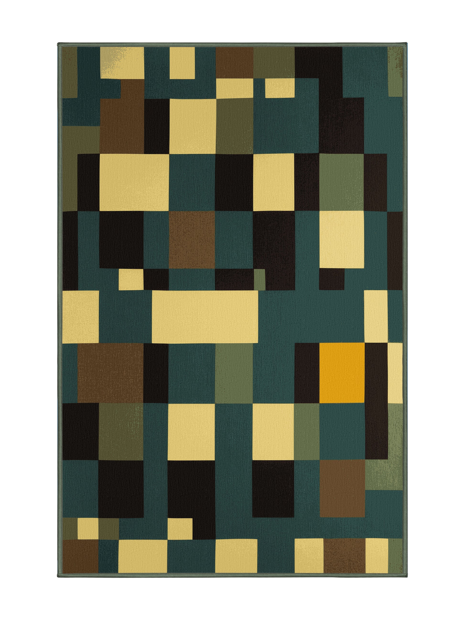 Pixel Earth Tiled Forest - Premium Hazel Green Modern Area Rug | Plush & Washable Options | Rugolution Home Decor