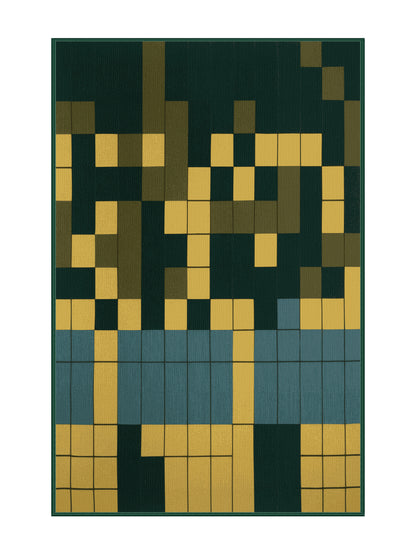 Pixel Earth Earthly Bits - Premium Lotus Green Modern Area Rug | Plush & Washable Options | Rugolution Home Decor