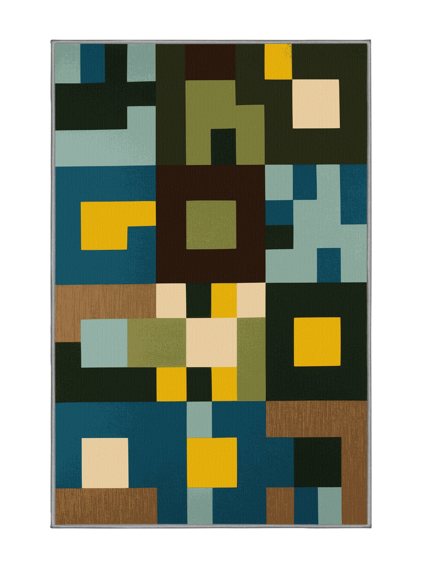 Pixel Earth Block Spectrum - Premium Blue Moss Green Modern Area Rug | Plush & Washable Options | Rugolution Home Decor