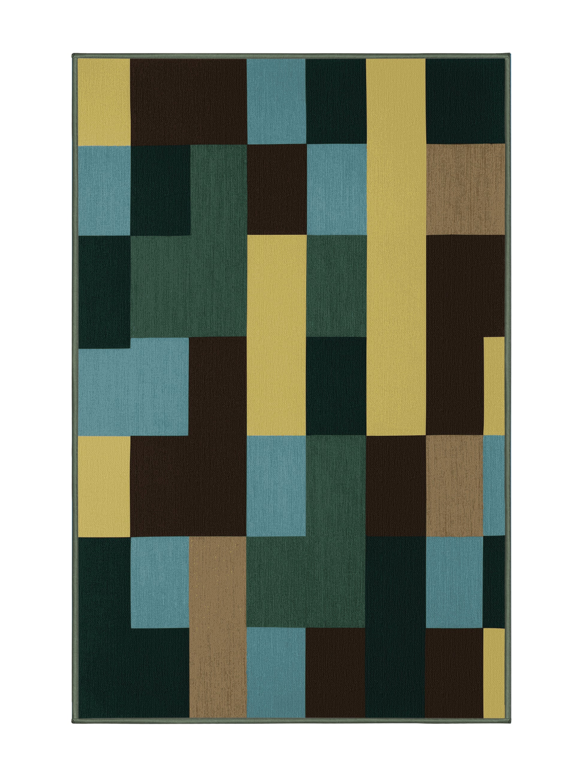 Pixel Earth Cubic Pastures - Premium Hazel Green Modern Area Rug | Plush & Washable Options | Rugolution Home Decor