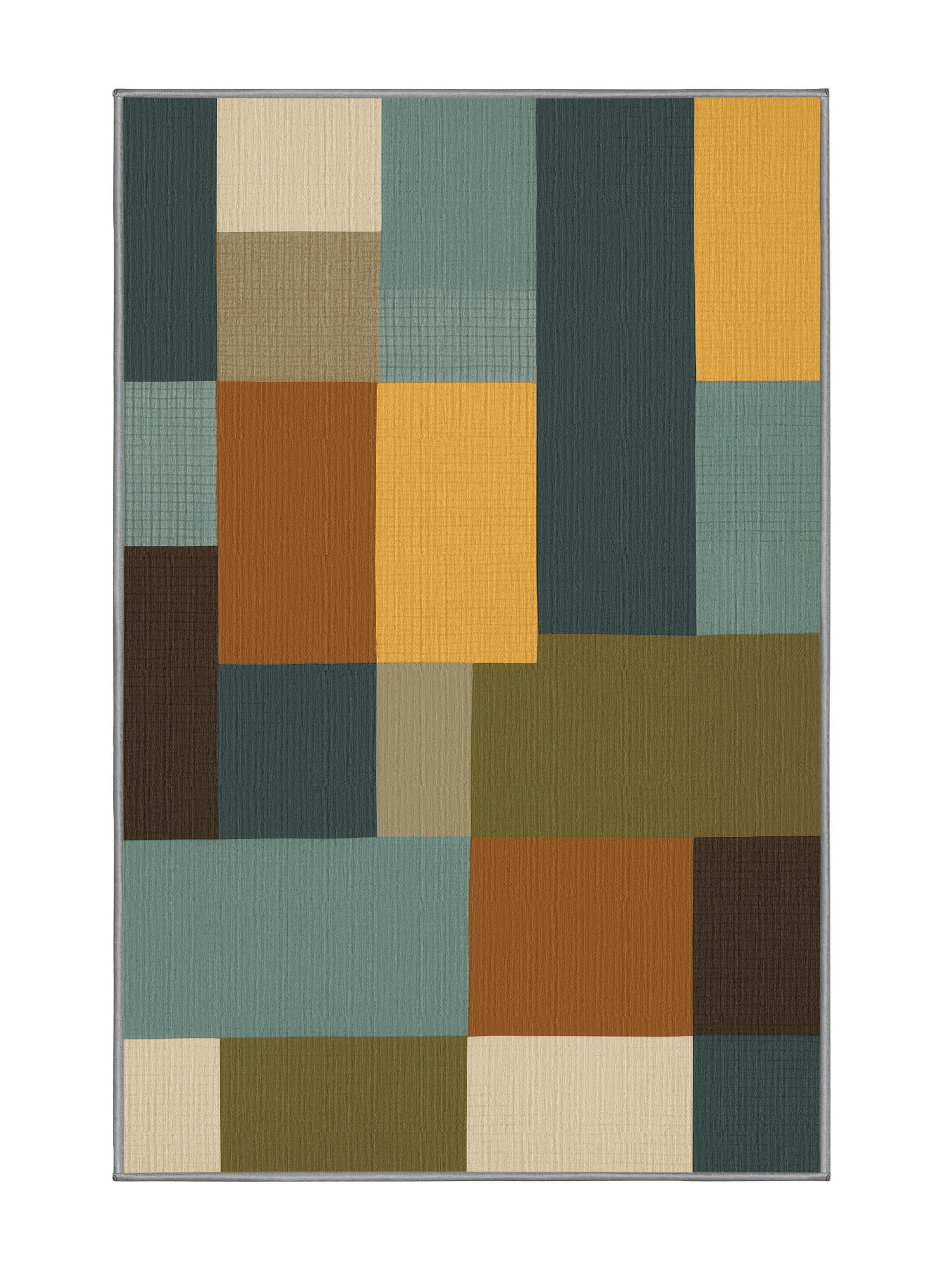 Pixel Earth Square Strata - Premium Army Brown Modern Area Rug | Plush & Washable Options | Rugolution Home Decor