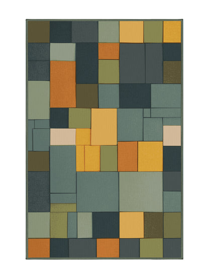 Pixel Earth Blocky Earth Palette - Premium Camouflage Green Modern Area Rug | Plush & Washable Options | Rugolution Home Decor