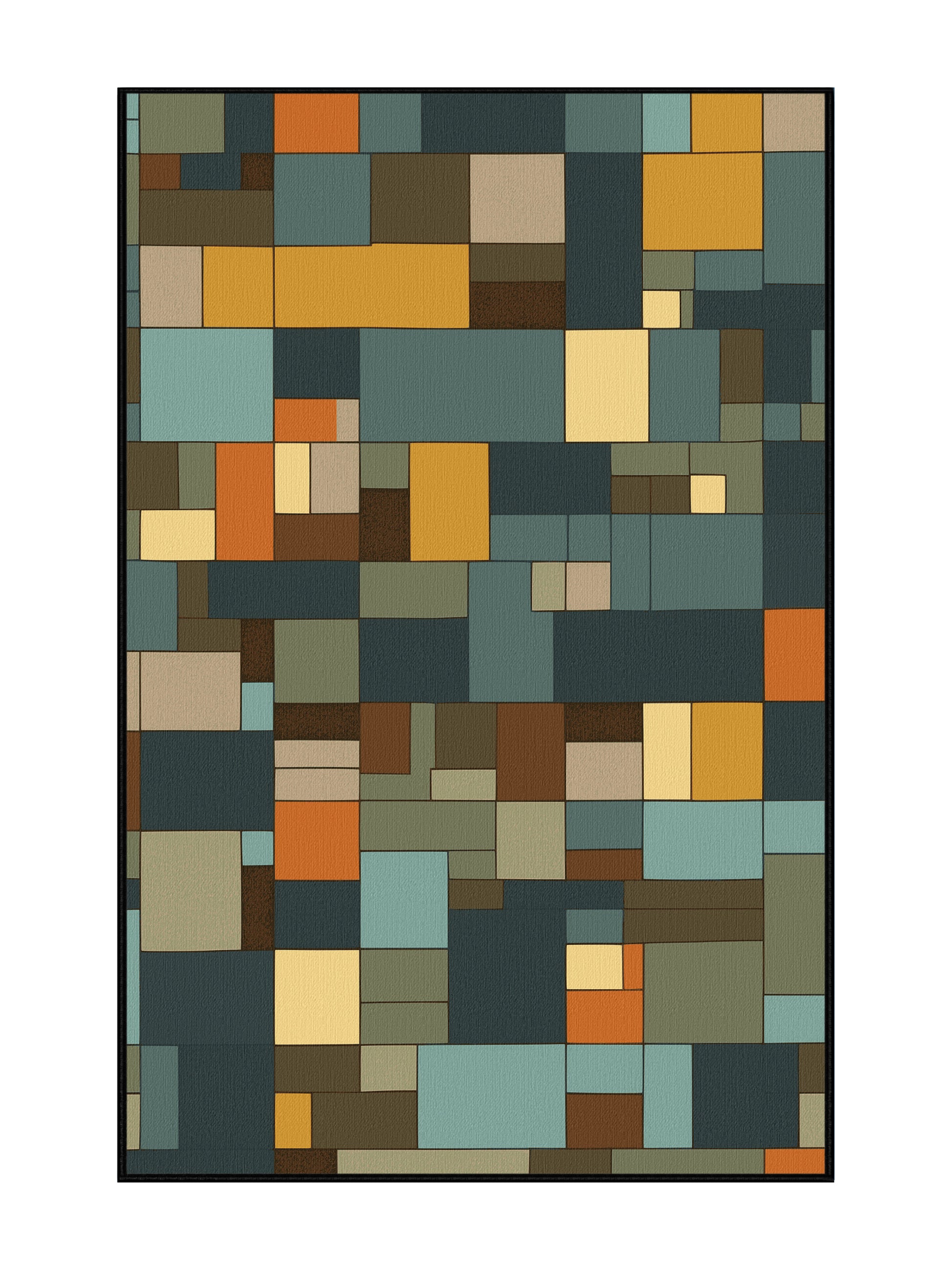 Pixel Earth Landscape Layers - Premium Iridium Modern Area Rug | Plush & Washable Options | Rugolution Home Decor