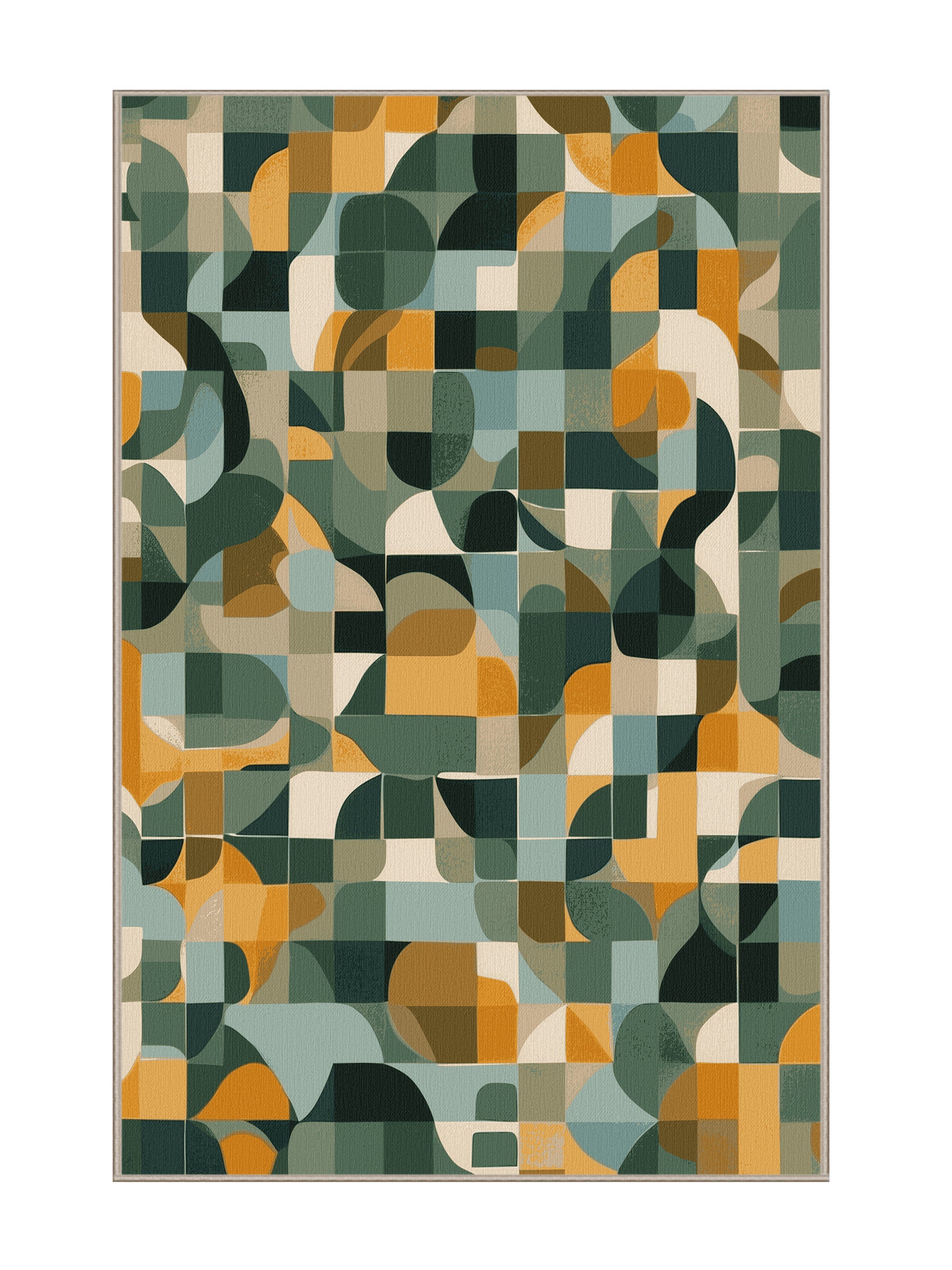 Pixel Earth Block Forest - Premium Khaki Green Modern Area Rug | Plush & Washable Options | Rugolution Home Decor