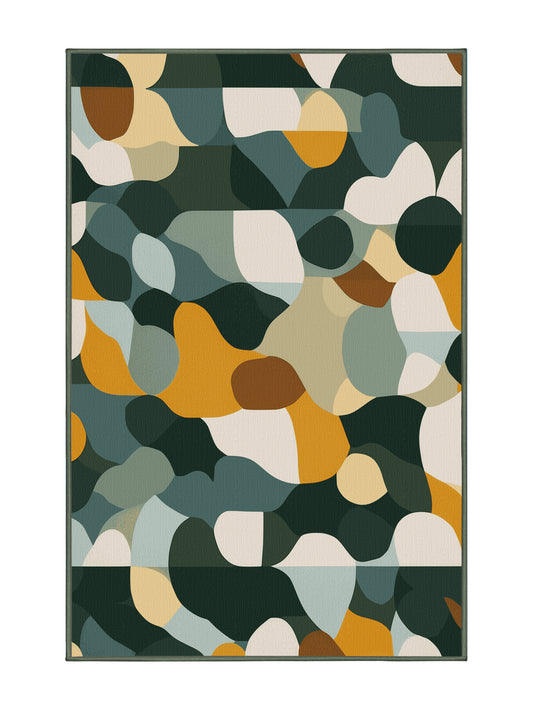 Pixel Earth Tiled Topography - Premium Hazel Green Modern Area Rug | Plush & Washable Options | Rugolution Home Decor