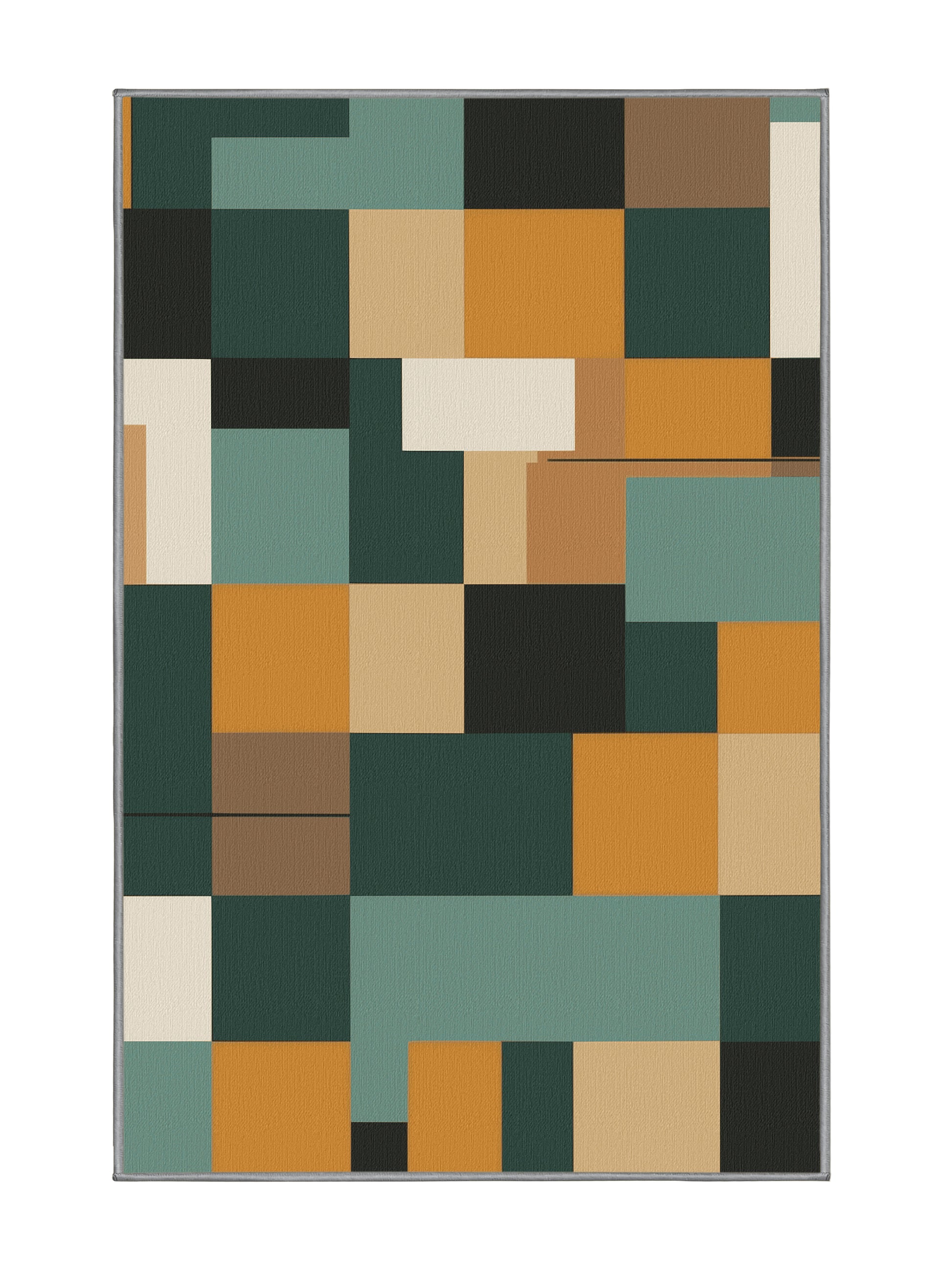 Pixel Earth Abstract Blocks - Premium Grayish Turquoise Modern Area Rug | Plush & Washable Options | Rugolution Home Decor