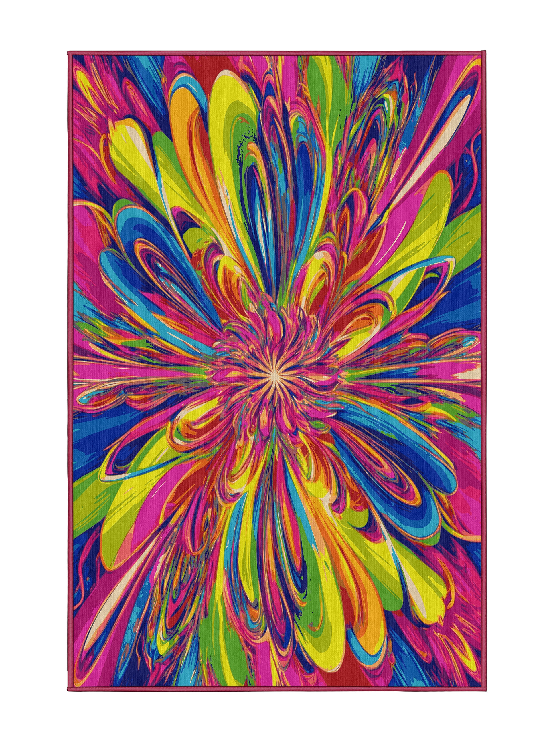 Psychedelia Peaks Spectrum Swirl - Premium Raspberry Purple Modern Area Rug | Plush & Washable Options | Rugolution Home Decor