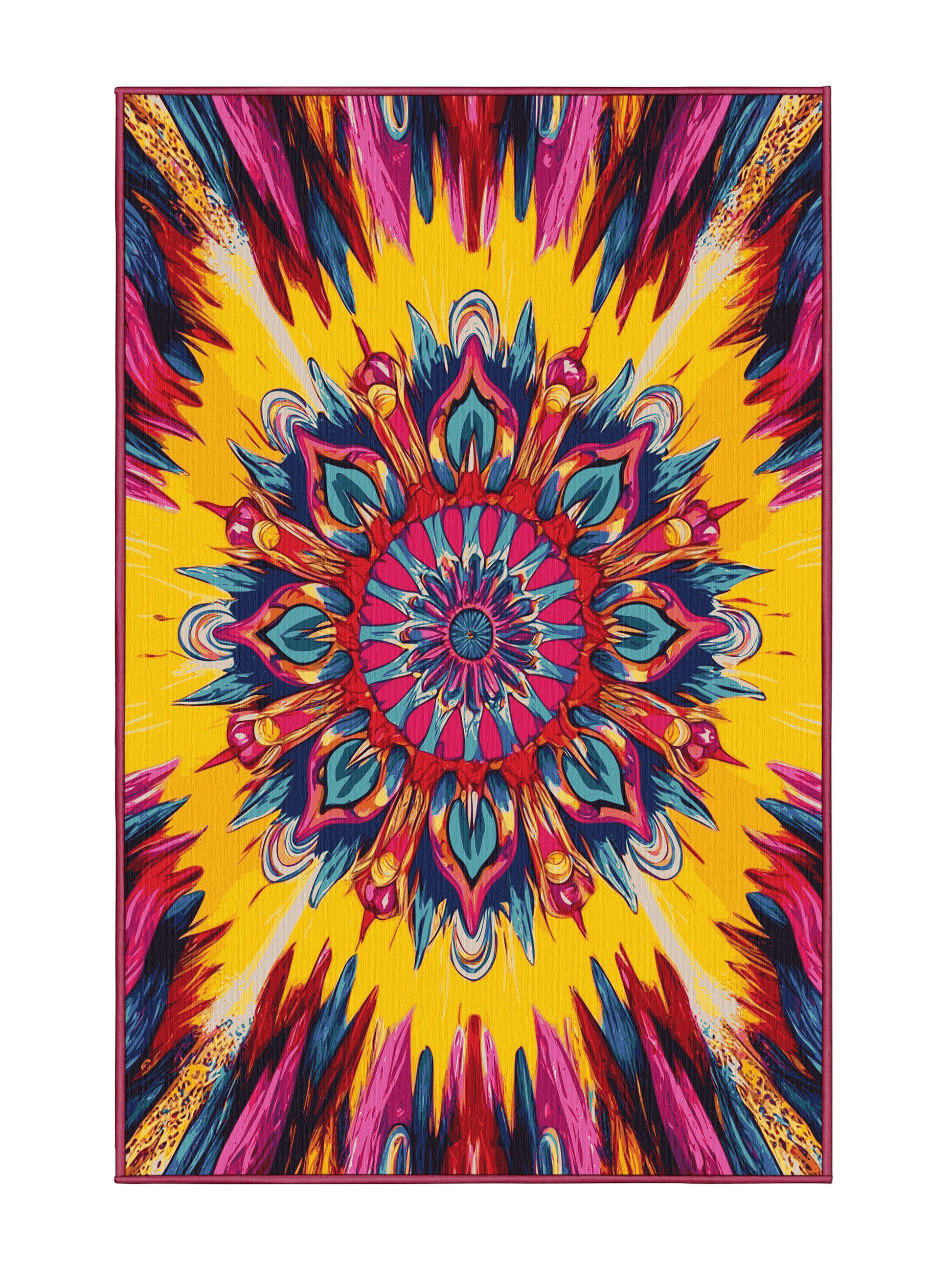 Psychedelia Peaks Color Cascade - Premium Tulip Pink Modern Area Rug | Plush & Washable Options | Rugolution Home Decor