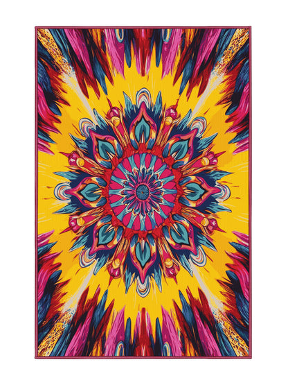 Psychedelia Peaks Color Cascade - Premium Tulip Pink Modern Area Rug | Plush & Washable Options | Rugolution Home Decor