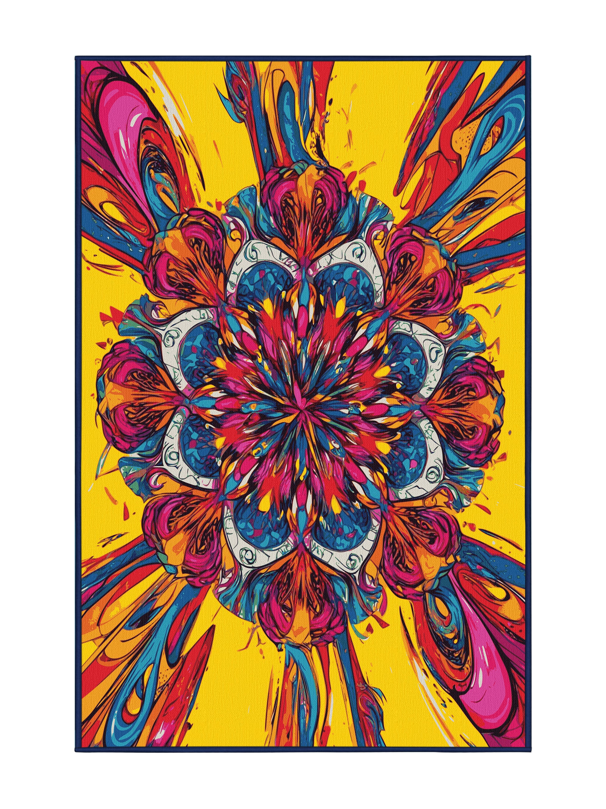 Psychedelia Peaks Chromatic Chaos - Premium Plum Purple Modern Area Rug | Plush & Washable Options | Rugolution Home Decor