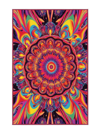 Psychedelia Peaks Aurora Spiral - Premium Dark Pink Modern Area Rug | Plush & Washable Options | Rugolution Home Decor