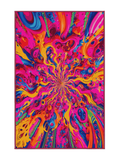 Psychedelia Peaks Fractal Flow - Premium Pink Violet Modern Area Rug | Plush & Washable Options | Rugolution Home Decor