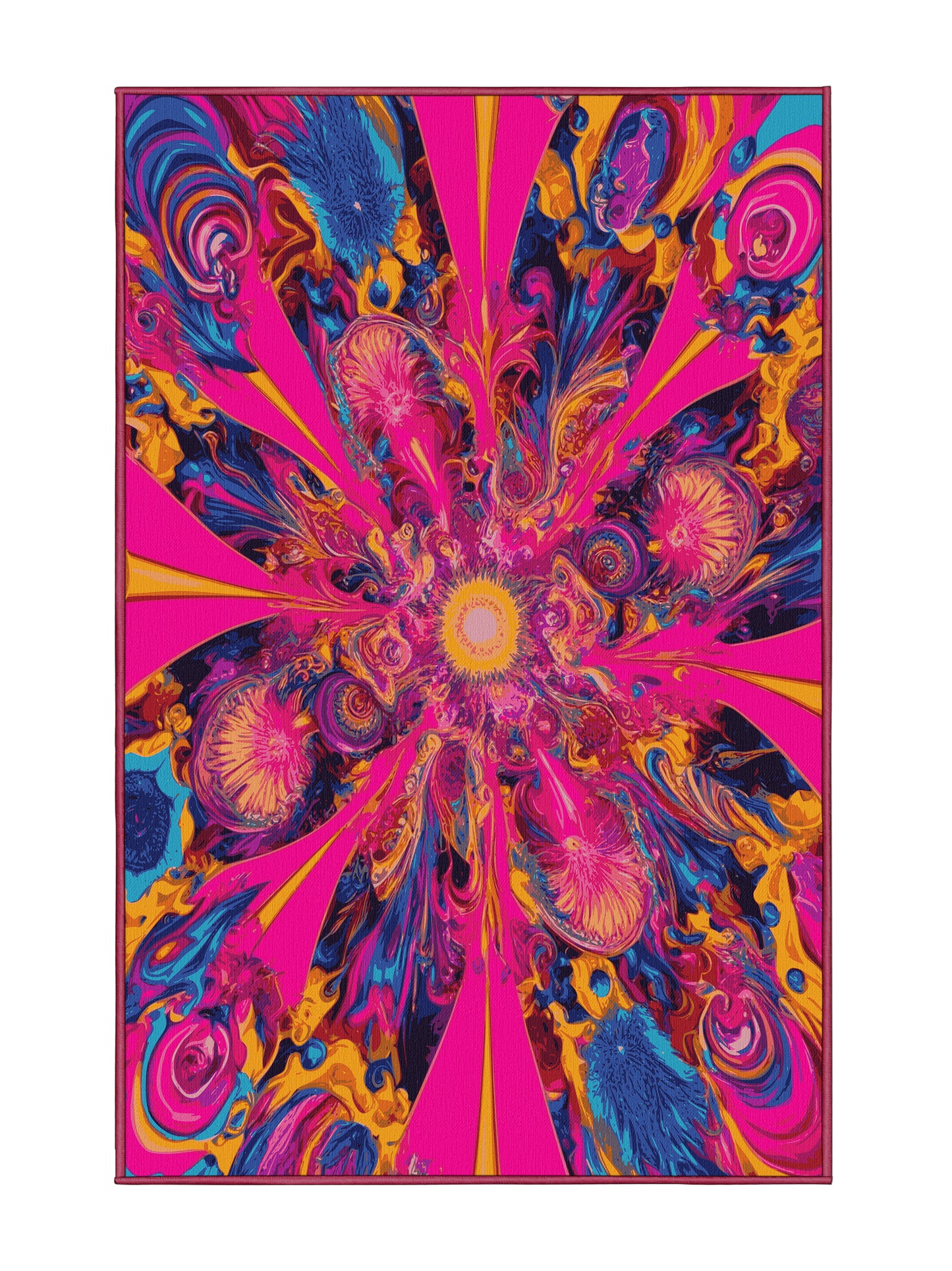 Psychedelia Peaks Hypno Pulse - Premium Rogue Pink Modern Area Rug | Plush & Washable Options | Rugolution Home Decor