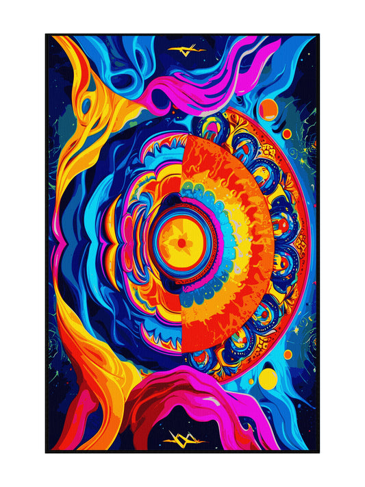 Psychedelia Peaks Vortex Radiance - Premium Night Blue Modern Area Rug | Plush & Washable Options | Rugolution Home Decor