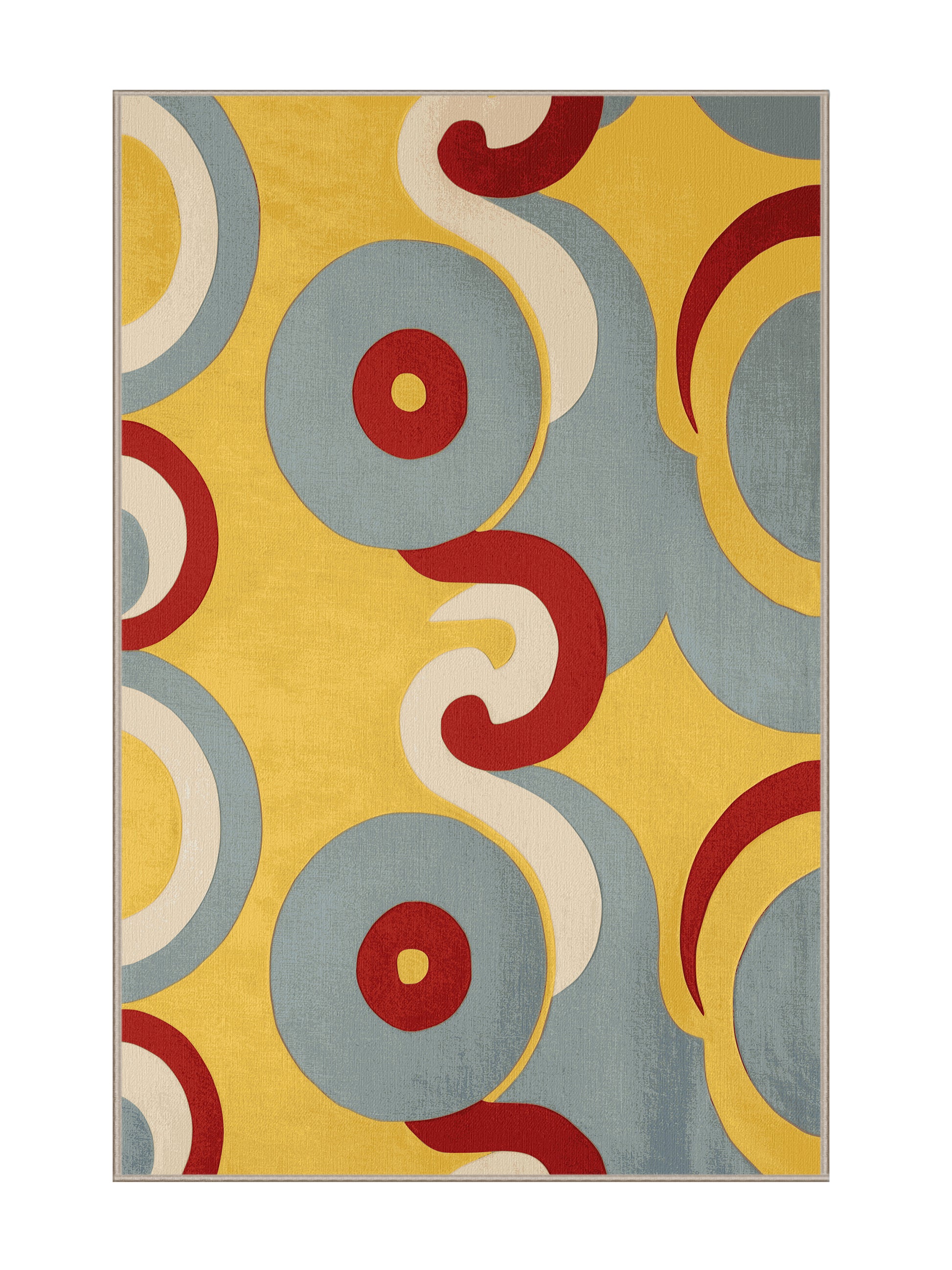 Retro Ruckus Retro Dash - Premium Macaroni and Cheese Modern Area Rug | Plush & Washable Options | Rugolution Home Decor