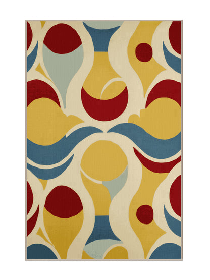 Retro Ruckus Funky Pulse - Premium Light French Beige Modern Area Rug | Plush & Washable Options | Rugolution Home Decor