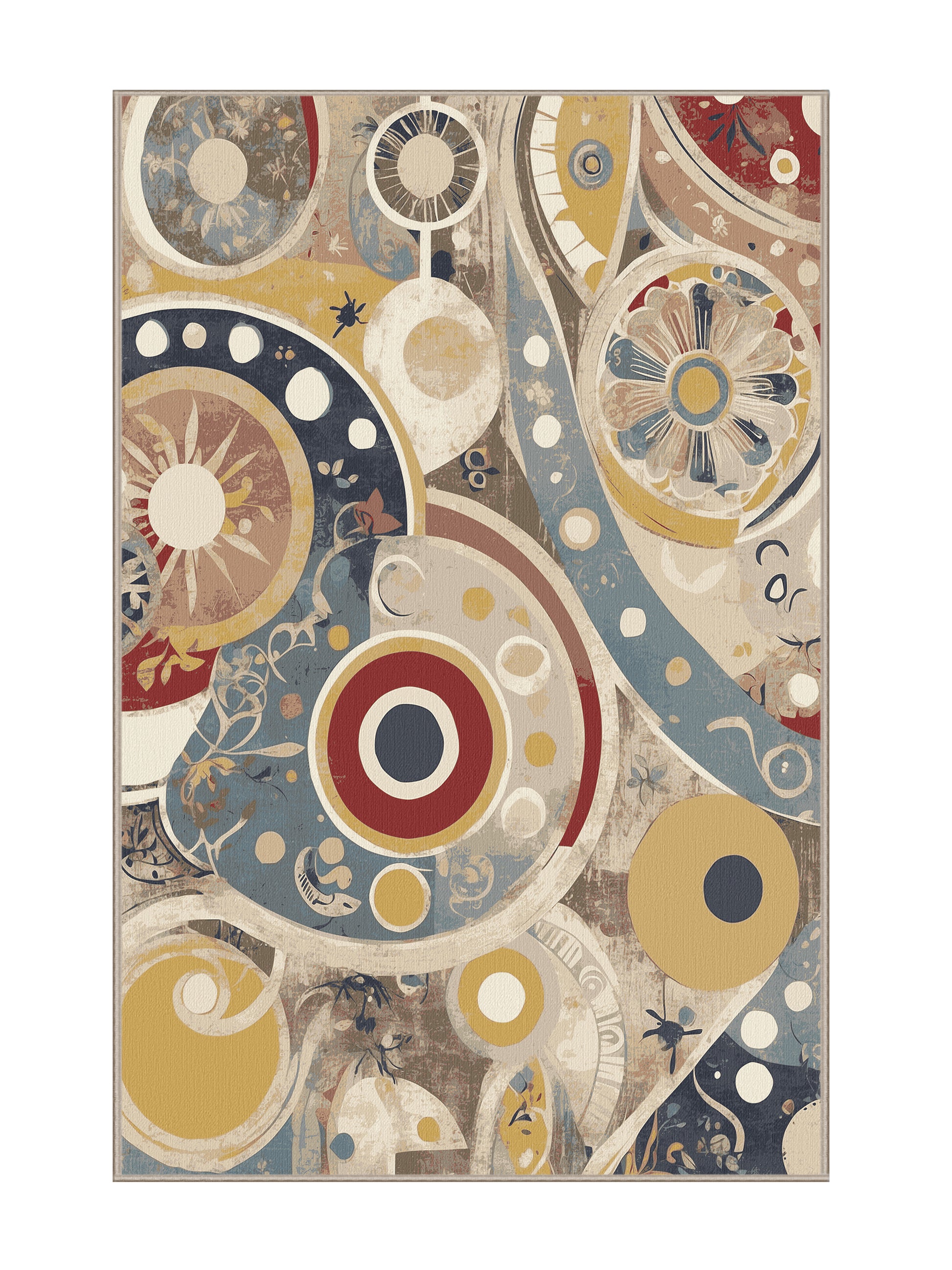 Retro Ruckus Lively Spark - Premium Wheat (W3C) Modern Area Rug | Plush & Washable Options | Rugolution Home Decor