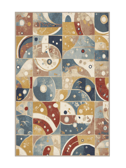 Retro Ruckus Retro Vibe - Premium Tan (W3C) Modern Area Rug | Plush & Washable Options | Rugolution Home Decor