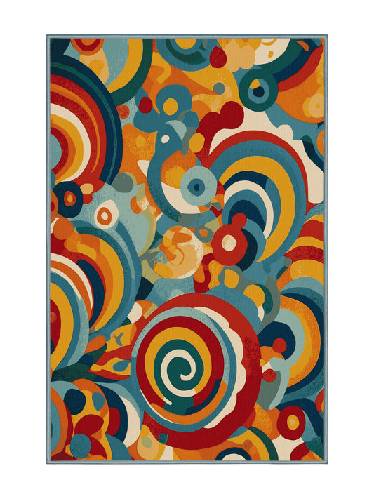 Retro Ruckus Snappy Shimmer - Premium Greenish Blue Modern Area Rug | Plush & Washable Options | Rugolution Home Decor