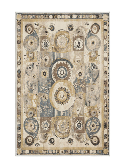 Retro Ruckus Energetic Streak - Premium Champagne Modern Area Rug | Plush & Washable Options | Rugolution Home Decor