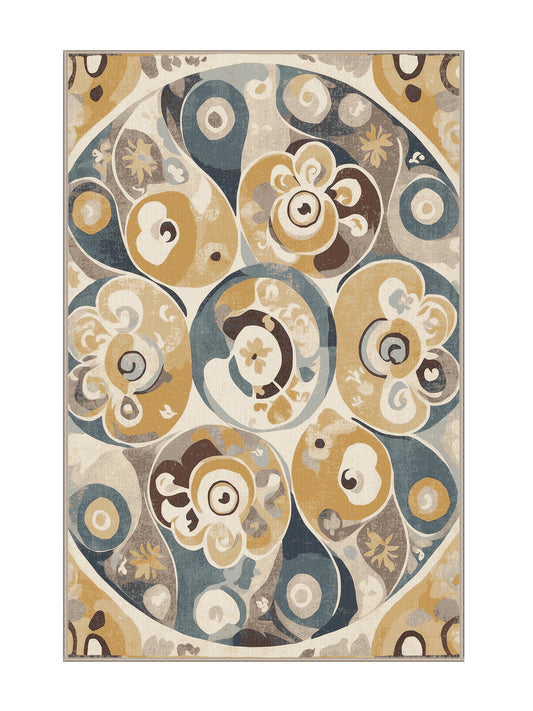 Retro Ruckus Jazzy Vibe - Premium Tan (W3C) Modern Area Rug | Plush & Washable Options | Rugolution Home Decor