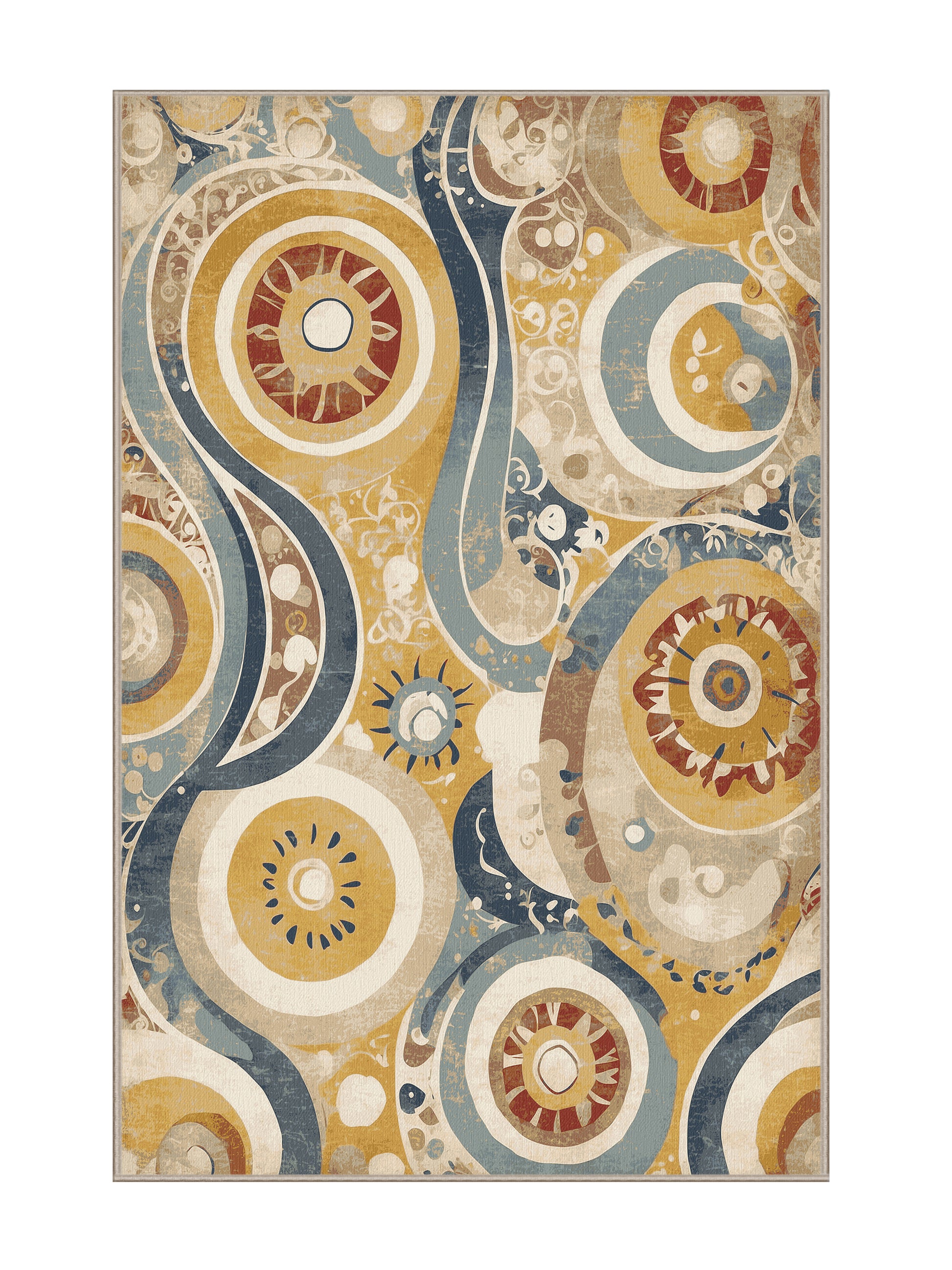 Retro Ruckus Retro Wiggle - Premium Light French Beige Modern Area Rug | Plush & Washable Options | Rugolution Home Decor